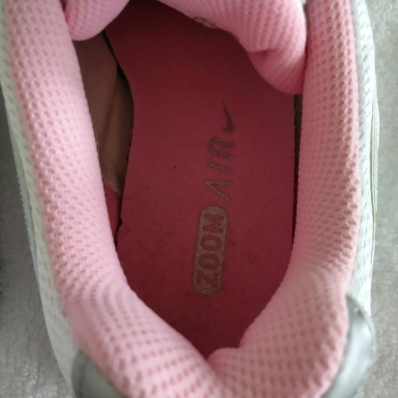 Women White Silver Pink Nike Zoom Air Sneakers 7 - Picture 10 of 11